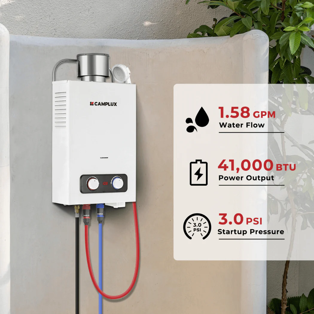 1.58 GPM Outdoor Propane Hot Water Heater with Rain Cap - Image 4