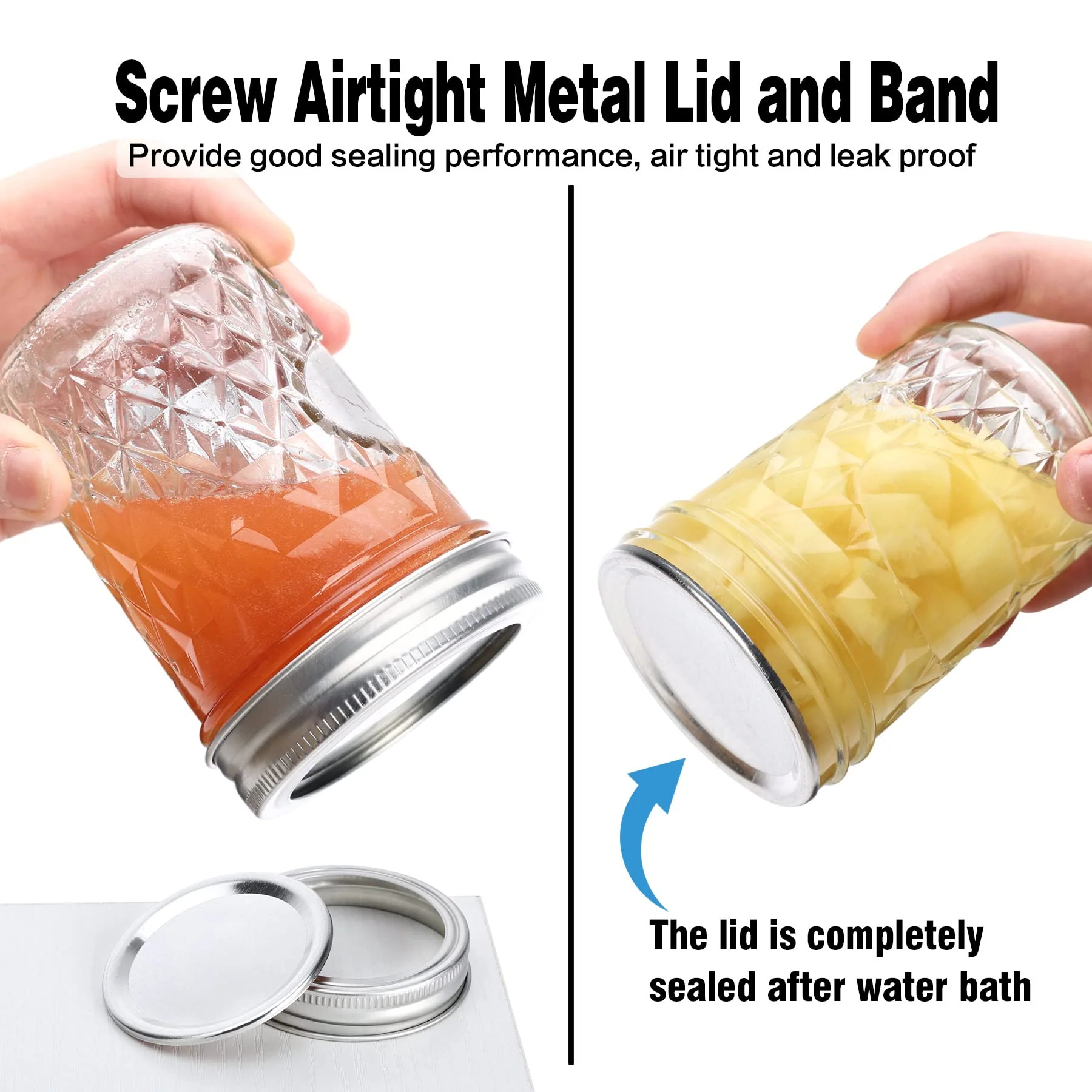 8 oz Regular-Mouth Glass Mason Canning Jars with Airtight Lids - 12 Pack - Image 4