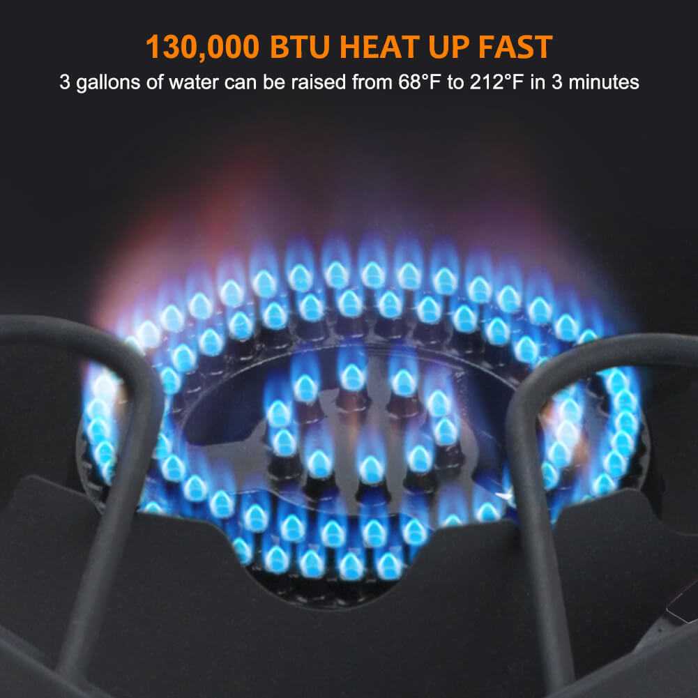 130,000 BTU High Pressure Single Propane Burner Perfect for Home Brewing, Turkey Fry, Maple Syrup Prep - Image 2