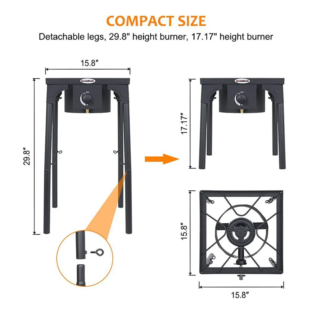 130,000 BTU High Pressure Single Propane Burner Perfect for Home Brewing, Turkey Fry, Maple Syrup Prep - Image 4