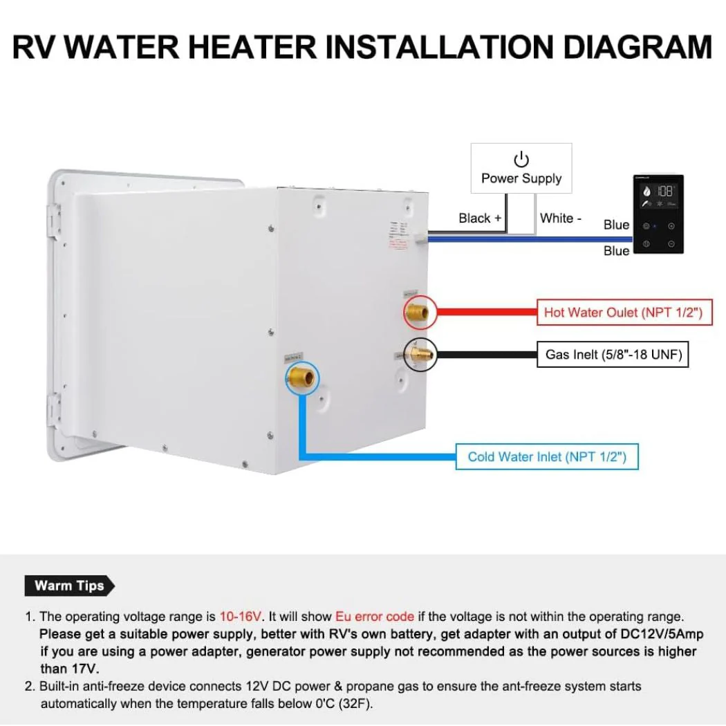 2.64GPM Tankless RV Hot Water Heater PRO With Remote Control - Image 9