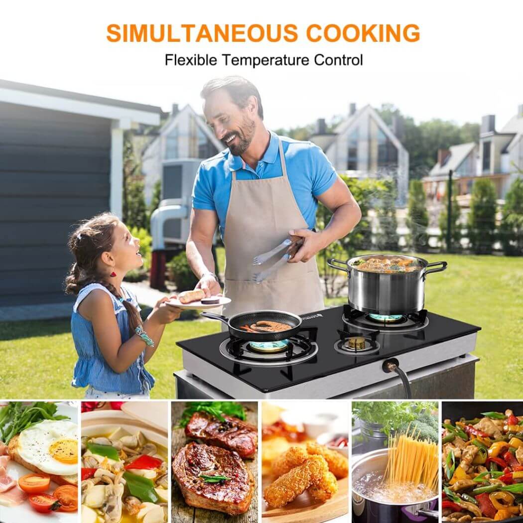 21,600BTU 3 Burners Tempered Glass Portable Stoves for Camping - Image 2