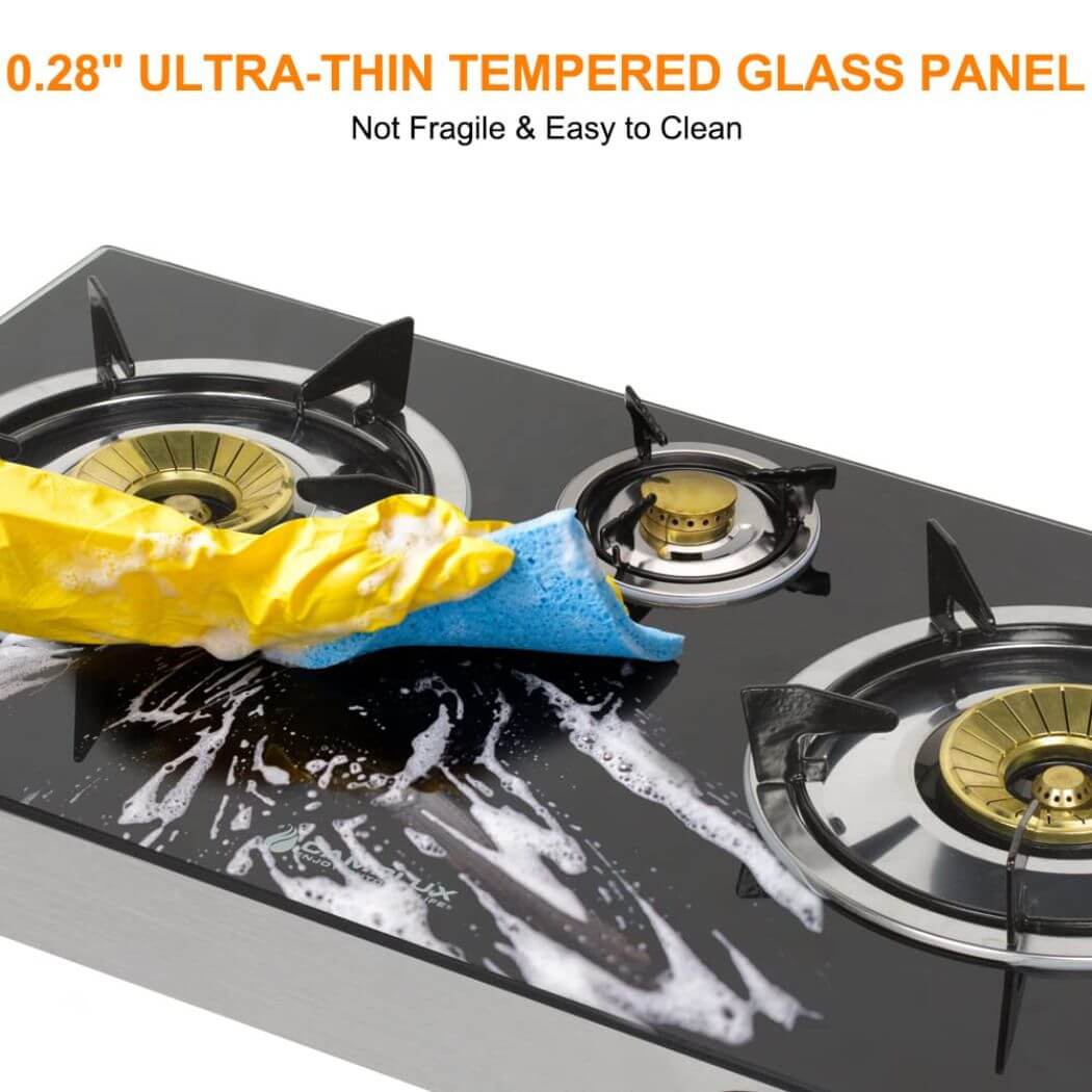 21,600BTU 3 Burners Tempered Glass Portable Stoves for Camping - Image 5
