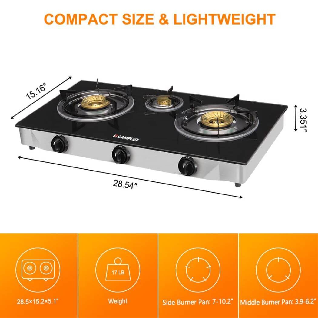 21,600BTU 3 Burners Tempered Glass Portable Stoves for Camping - Image 7