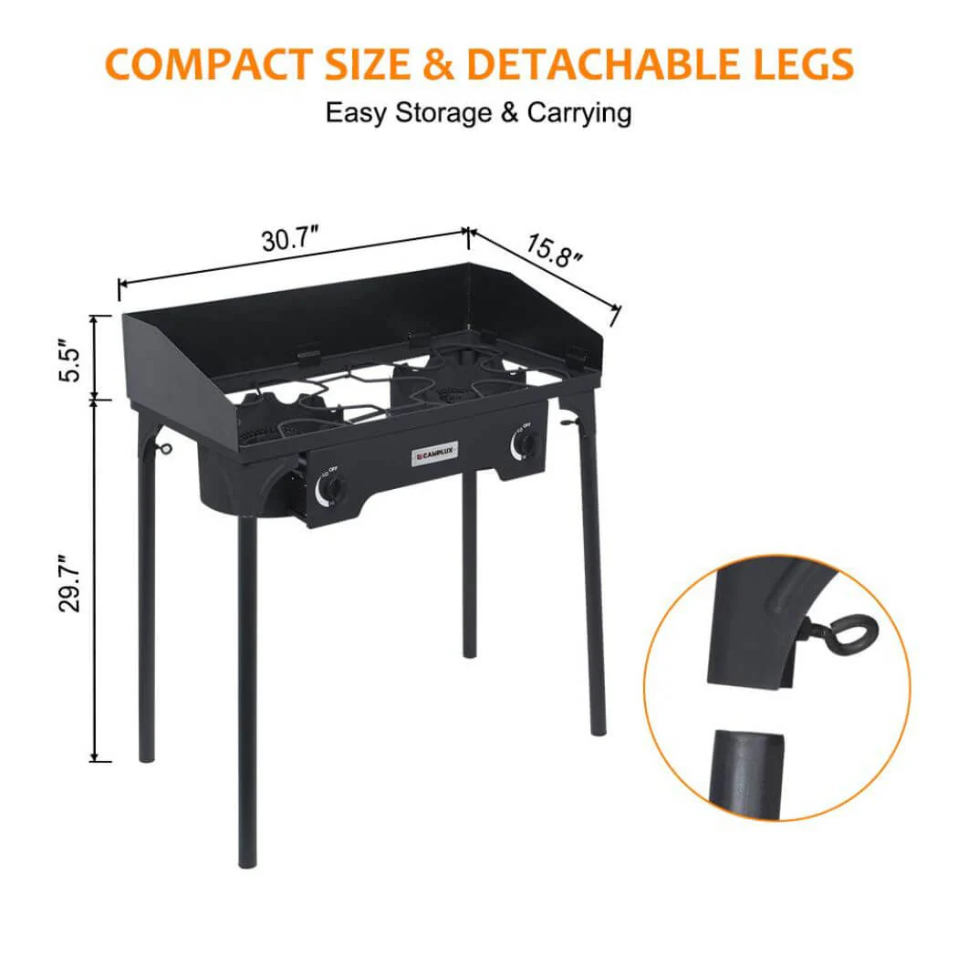 260,000 BTU High Pressure Double Propane Burner - Heavy Duty Cookware - Image 3