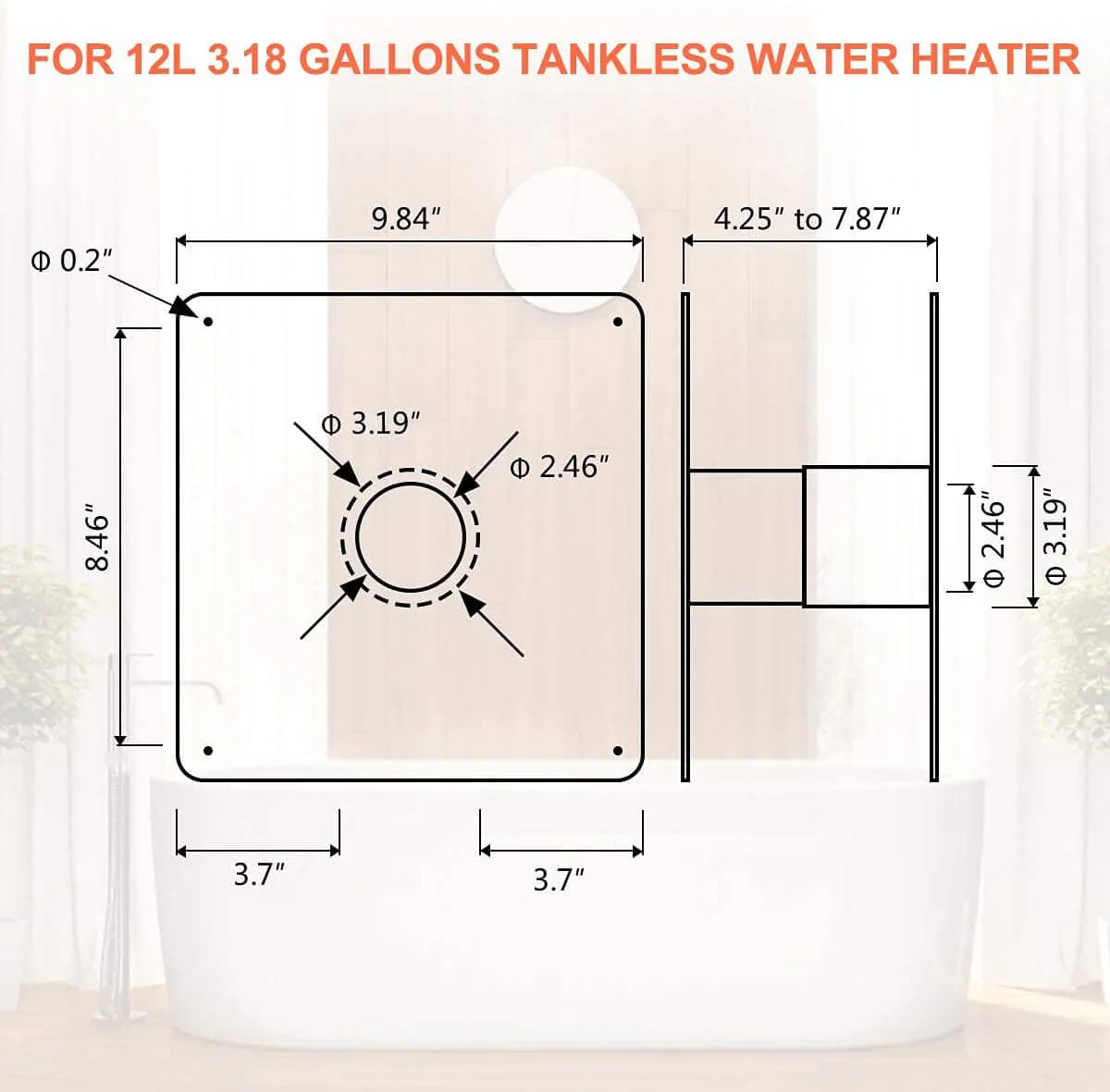 3.18 GPM Indoor Propane Tankless Water Heater with Wall Thimble, White - Image 9