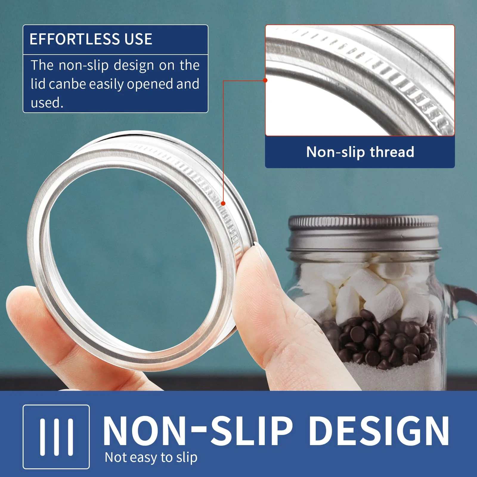 Wide-Mouth 86mm Canning Rings for Glass Mason Jars- 48 Pack - Image 4