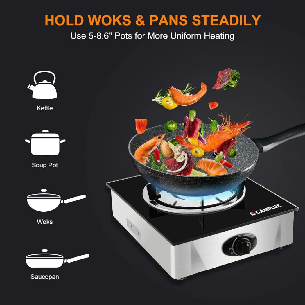 9,500 BTU Propane Single Burner Camp Stoves with Auto Ignition - Image 4