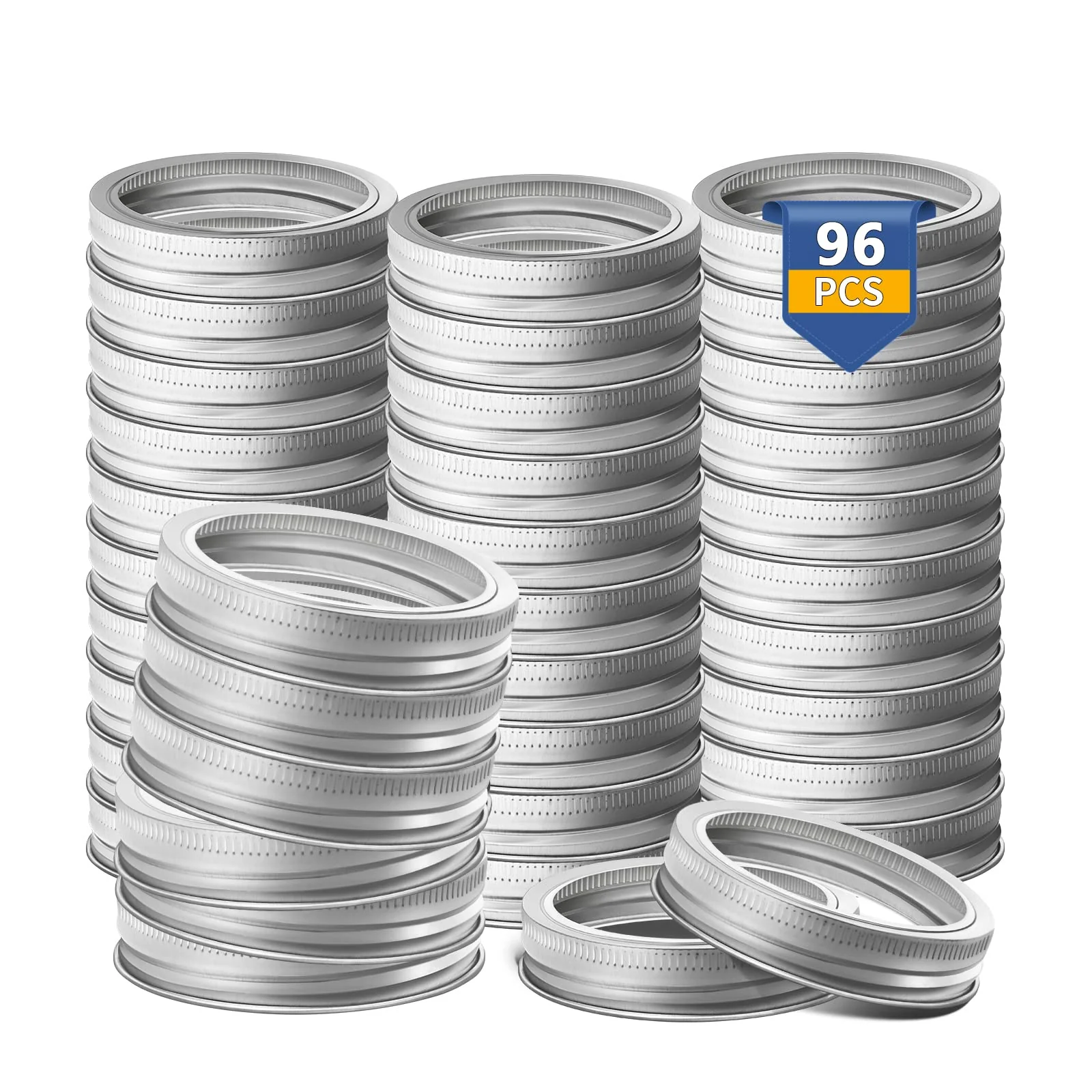 Wide-Mouth 86mm Canning Rings for Glass Mason Jars- 96 Pack