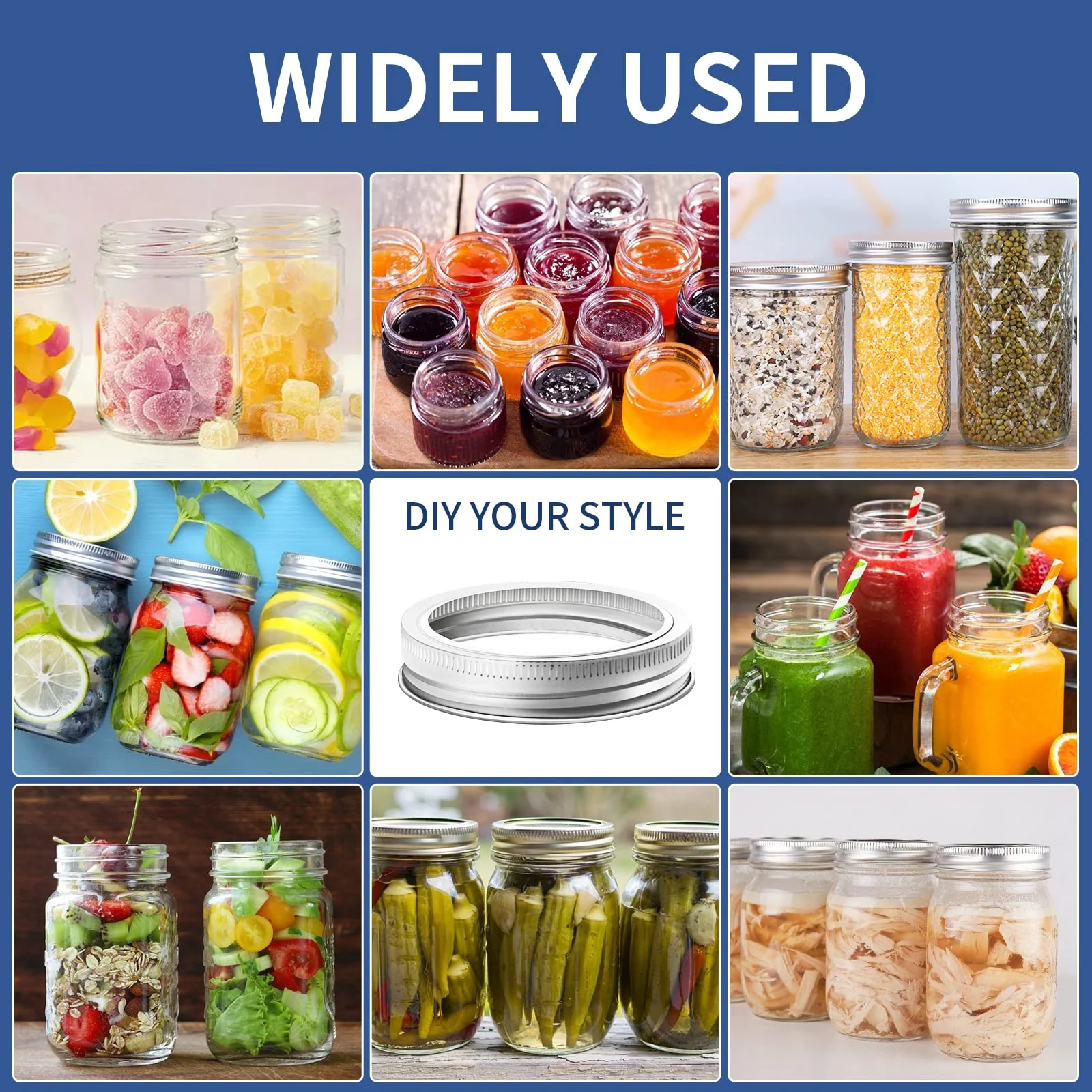 Wide-Mouth 86mm Canning Rings for Glass Mason Jars- 96 Pack - Image 6