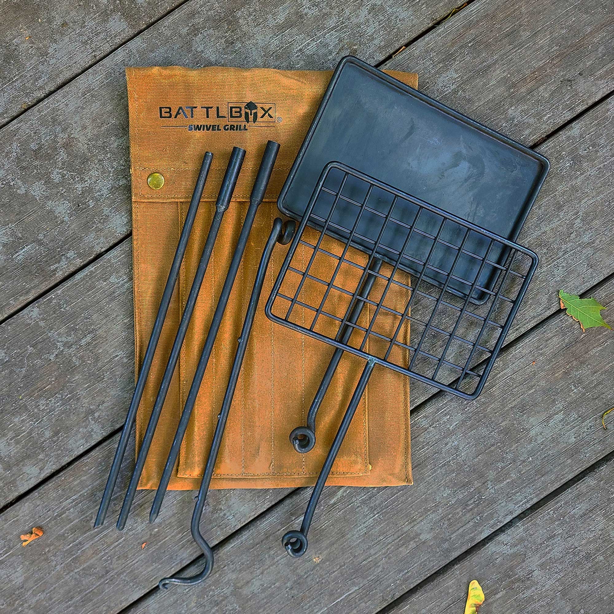 BattlBox Bushcraft Swivel Grill Set w/ Waxed Canvas Carrying Case - Image 9
