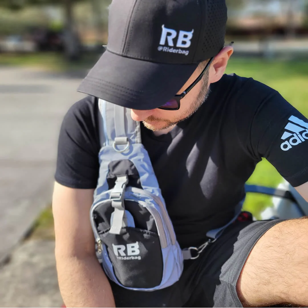 Black Reflective Sling Bag, Small Trekking Bag, Riderbag Unisex - Image 7