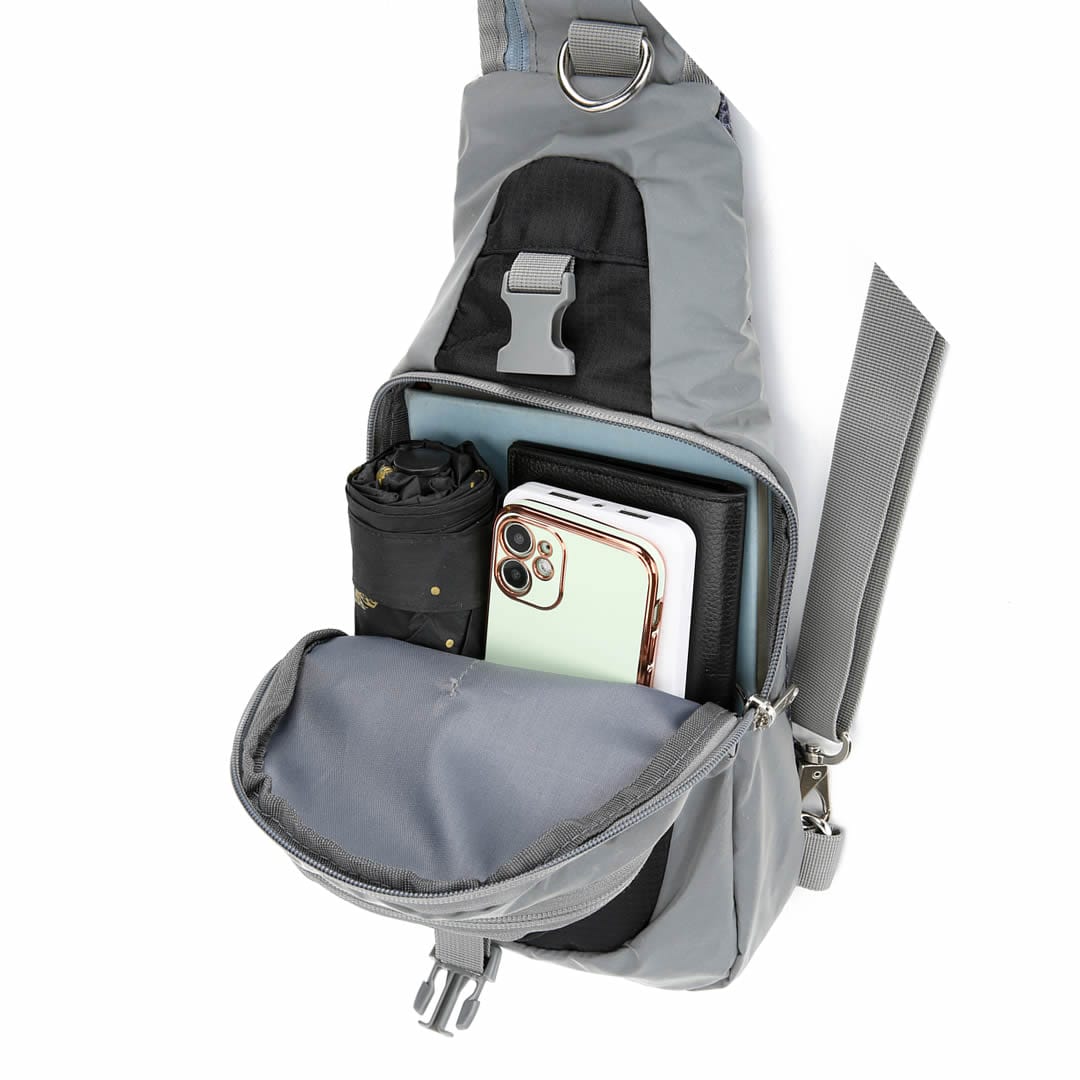 Black Reflective Sling Bag, Small Trekking Bag, Riderbag Unisex - Image 9