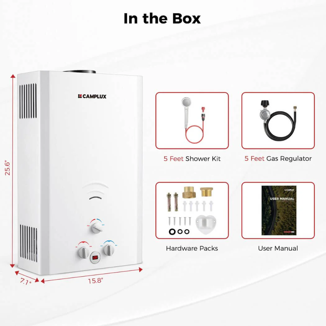 Camplux 16L Outdoor 4.22 GPM Propane Gas Tankless Water Heater - Image 5