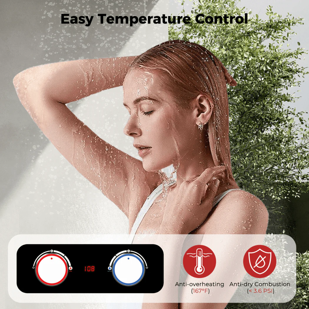 Camplux 2.64 GPM Tankless Gas Water Heater, Propane Shower, Portable - Image 2