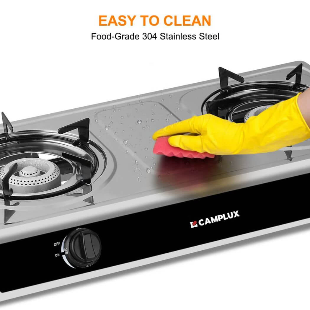 Camplux 2 Burners 19,600 BTU Outdoor Gas Stove with Auto Ignition - Image 4