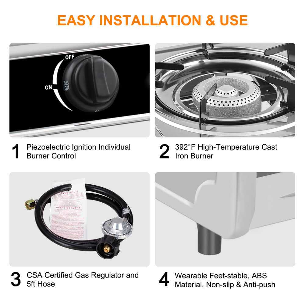 Camplux 2 Burners 19,600 BTU Outdoor Gas Stove with Auto Ignition - Image 5