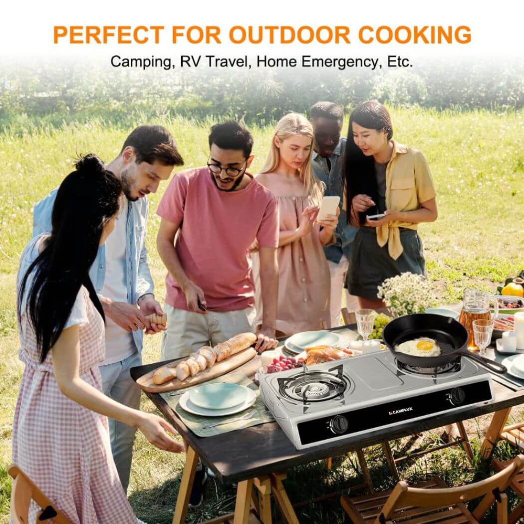 Camplux 2 Burners 19,600 BTU Outdoor Gas Stove with Auto Ignition - Image 6