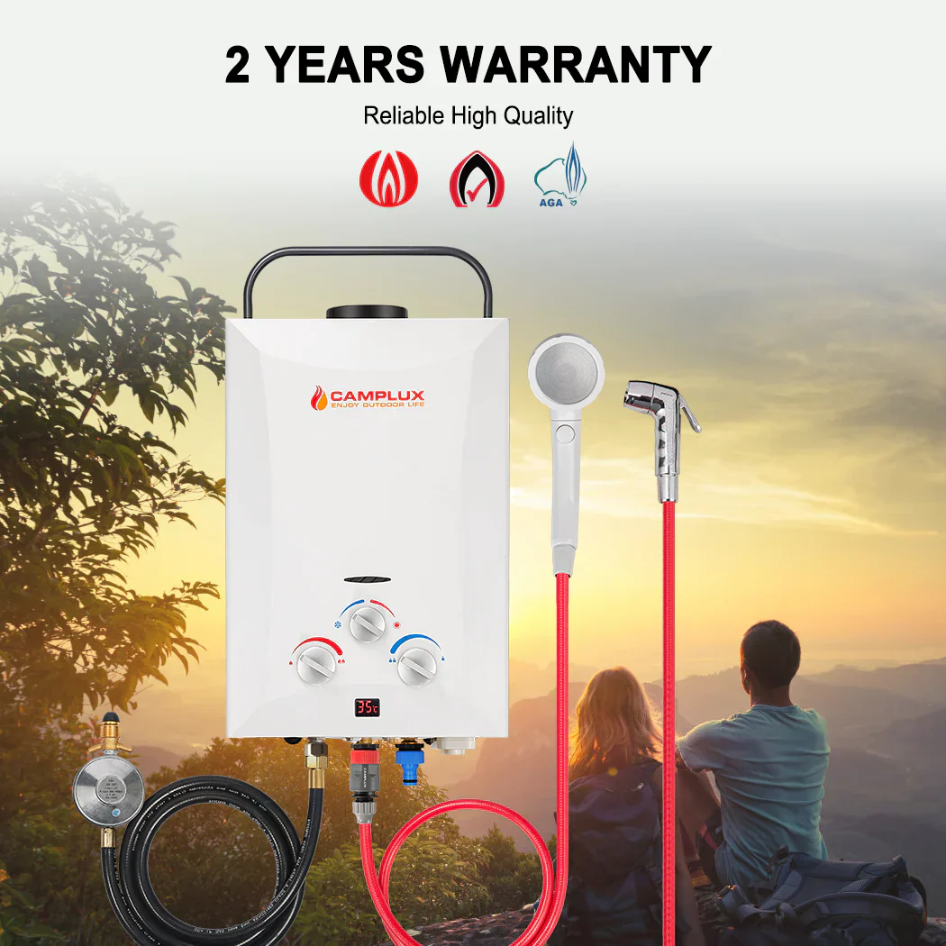 Camplux 8L Portable Gas Hot Water Heater w/ 4.3L Pump & Sink Sprayer & Shower Stand - Image 11