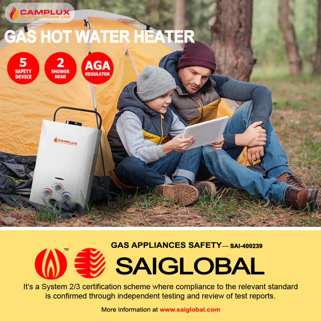 Camplux 8L Portable Gas Hot Water Heater w/ 4.3L Pump & Sink Sprayer & Shower Stand - Image 7