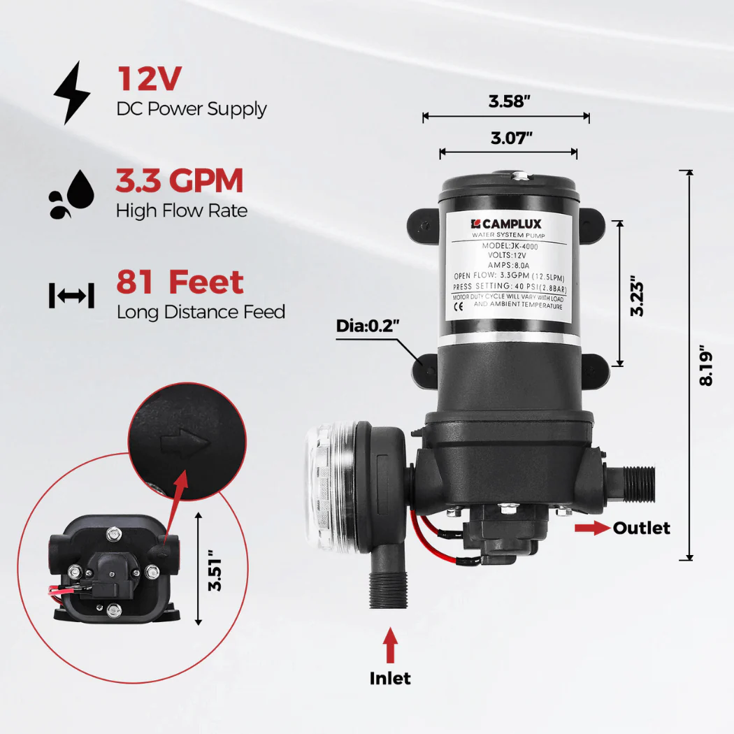 Camplux BD422P120 Propane Outdoor Water Heater Pump Kit - Image 3