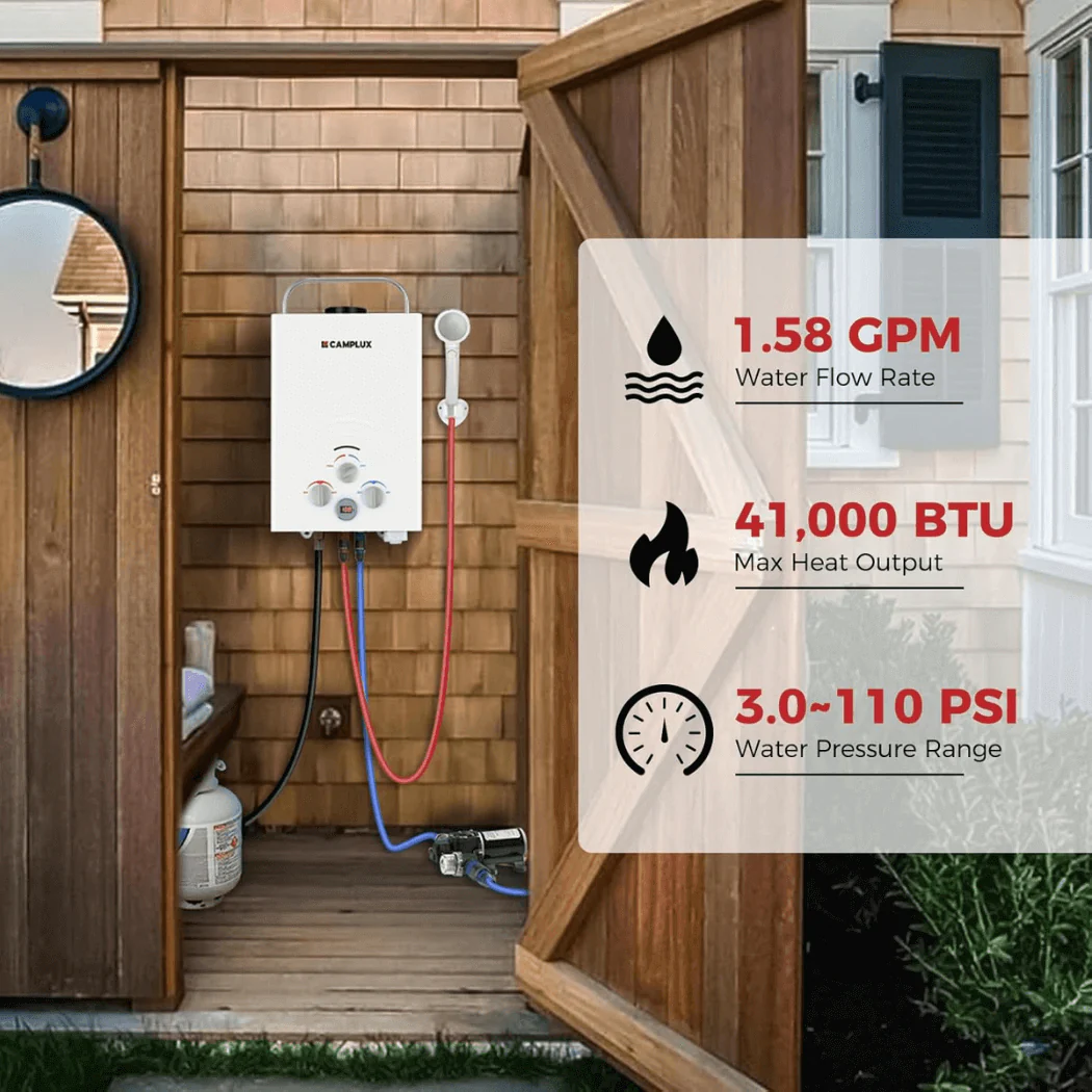 Camplux BW158P60 Camping Water Heater With Pump Kit - Image 2