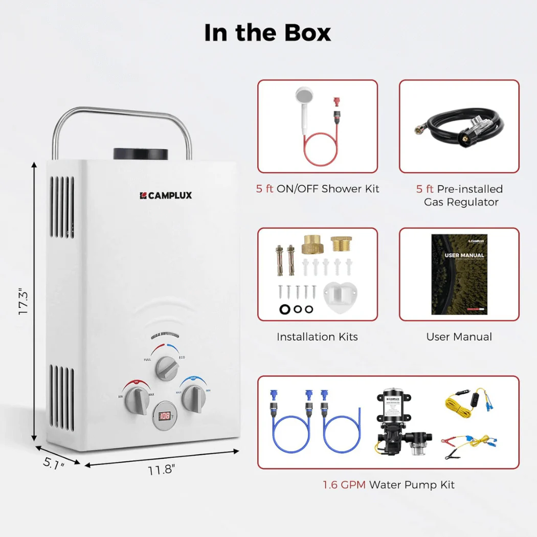 Camplux BW158P60 Camping Water Heater With Pump Kit - Image 8