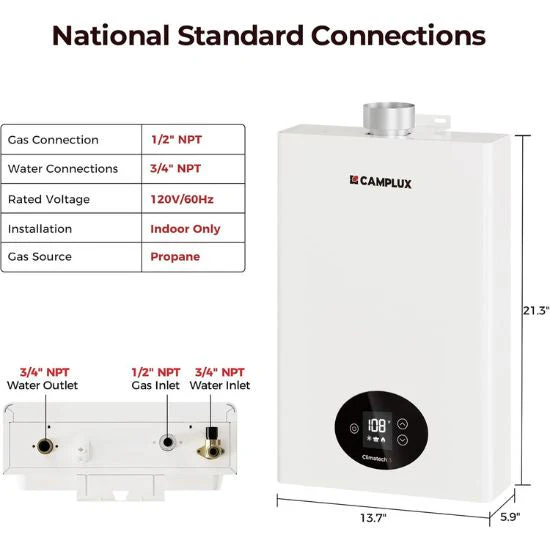 Camplux Climatech 3 Indoor Gas Tankless Water Heater 68,000 BTU - Image 7