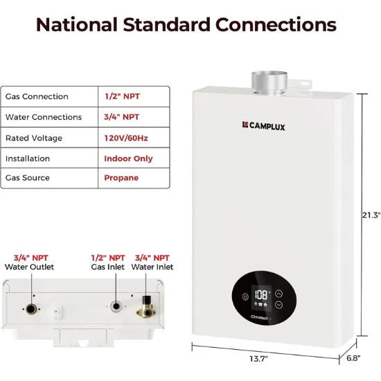 Camplux Climatech 3 Indoor Gas Tankless Water Heater 82,000 BTU - Image 6