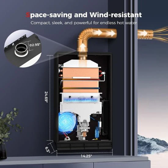 Camplux Climatech-7 Indoor Tankless Gas Water Heater 5.28 GPM | White - Image 3