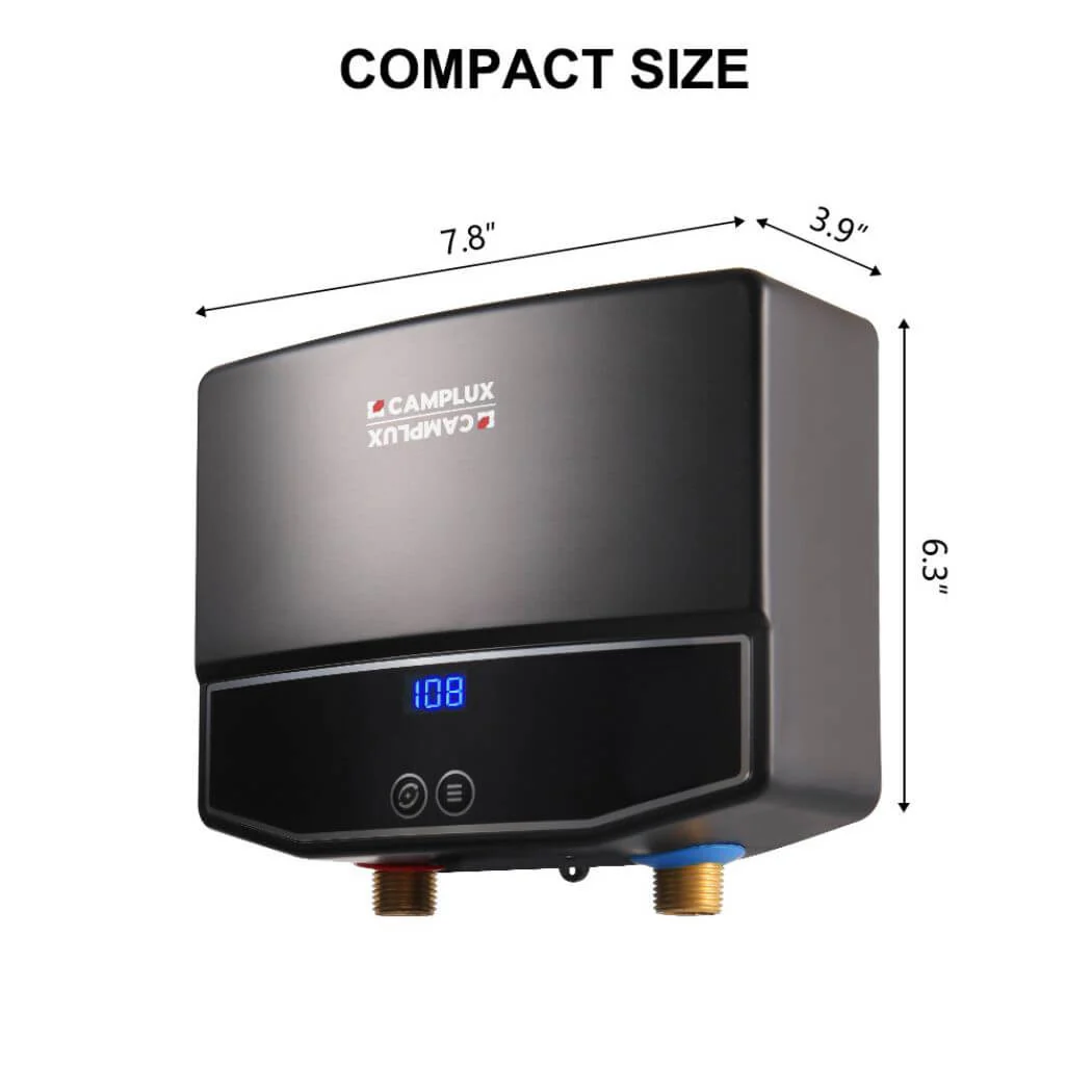 Camplux Electric Instant Water Heater Tankless 120V - 3.5kW | Black - Image 2