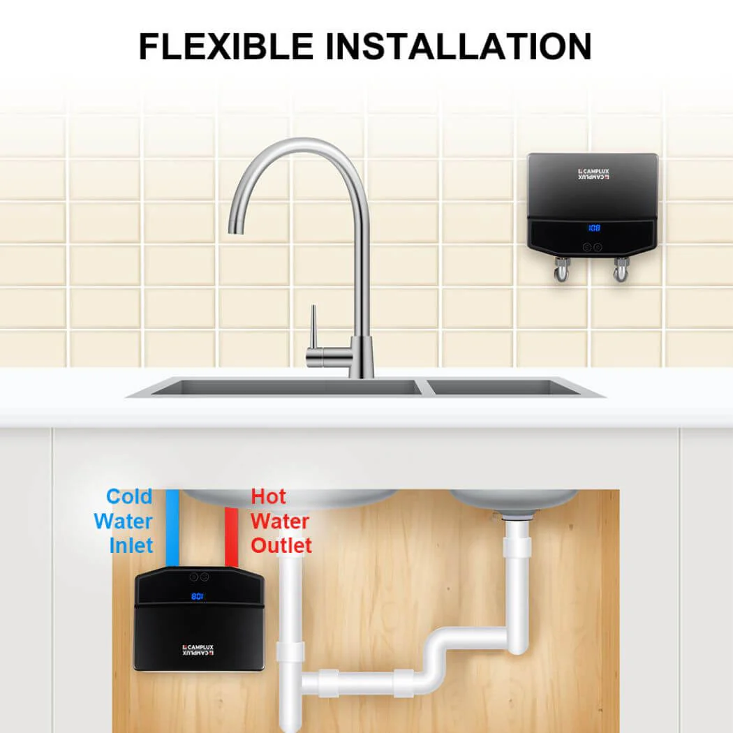 Camplux Electric Instant Water Heater Tankless 120V - 3.5kW | Black - Image 3