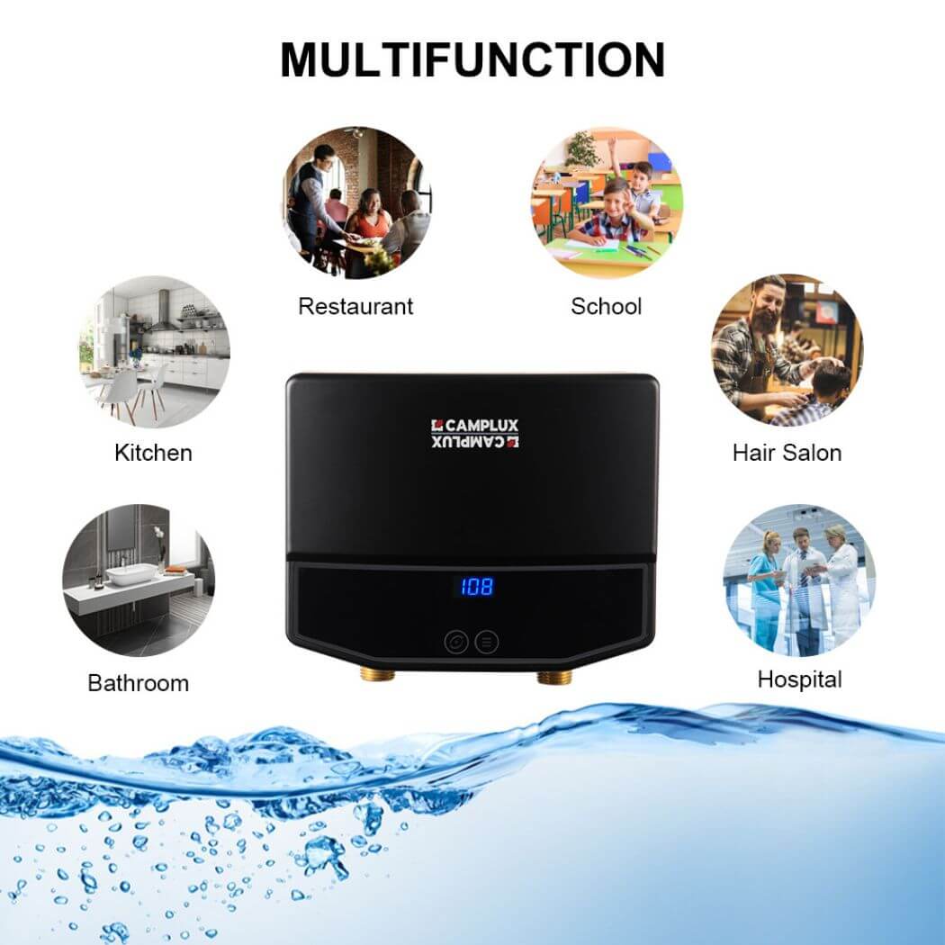 Camplux Electric Instant Water Heater Tankless 120V - 3.5kW | Black - Image 4