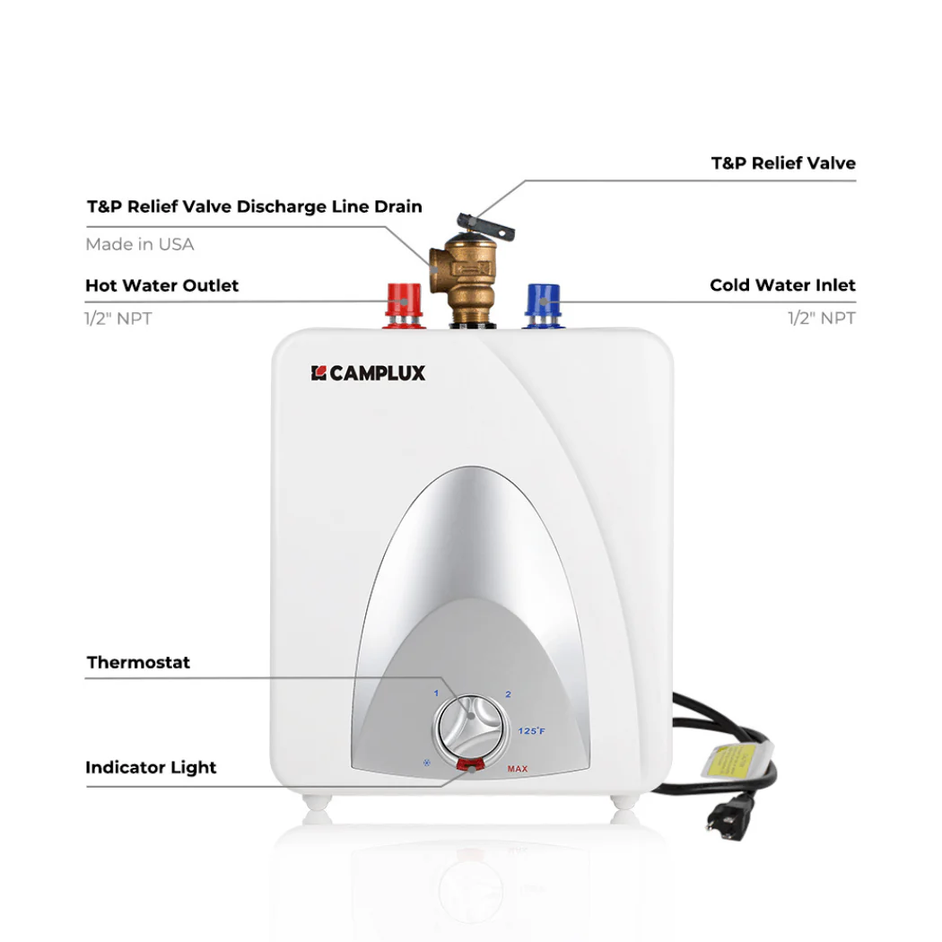 Camplux Electric Mini Tank Point of Use Water Heater 120V - 1.3 Gallon - Image 5