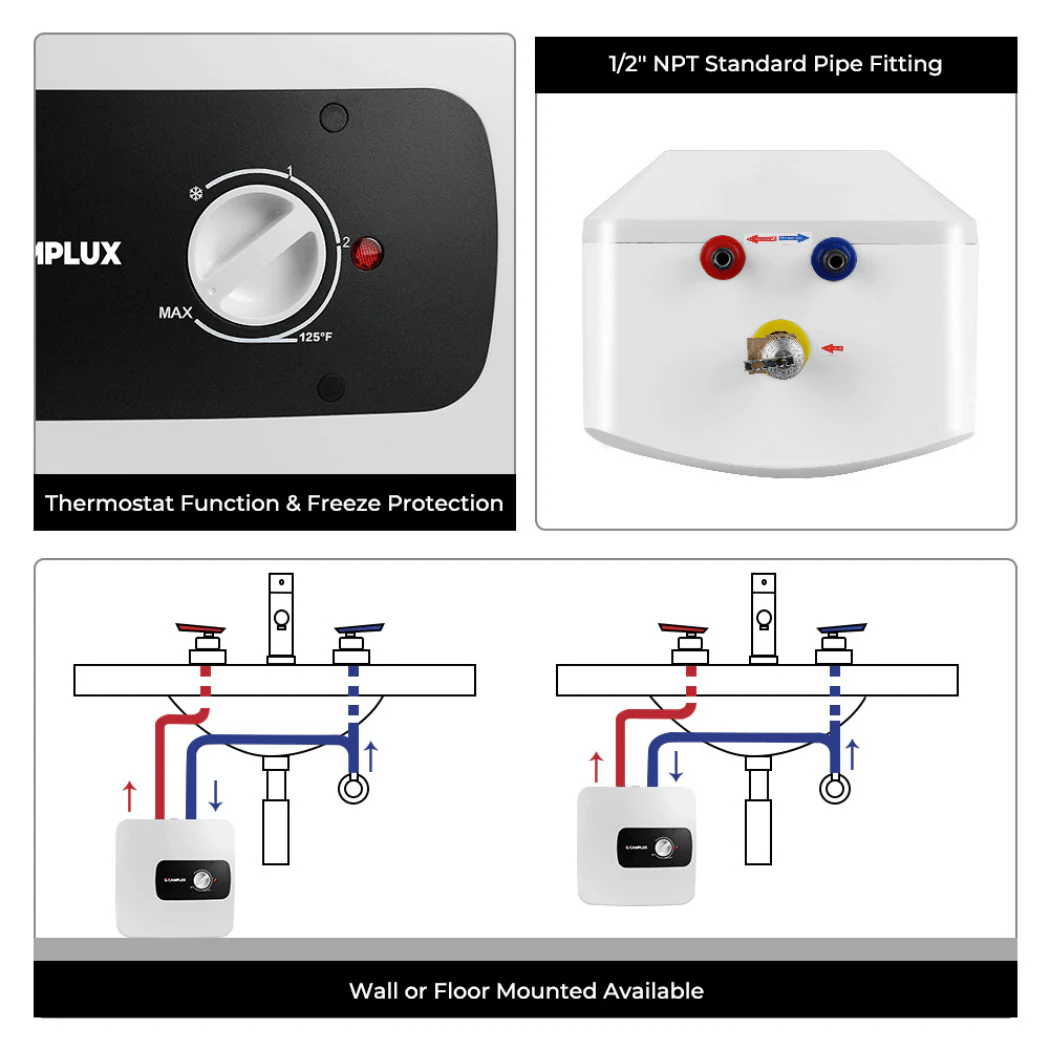 Camplux Electric Mini Tank Water Heater 120V - 4.0 Gallon - Image 7