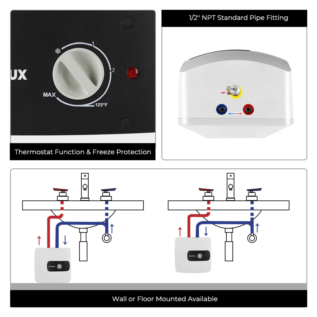 Camplux Electric Mini Tank Water Heater 120V - 6.5 Gallon - Image 3