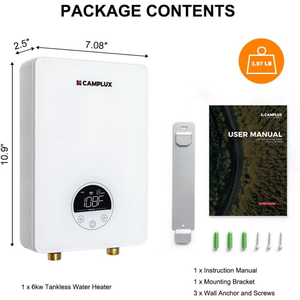 Camplux Electric Point of Use Tankless Water Heater - White - Image 9