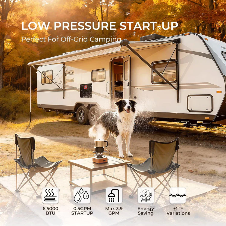 Camplux Elite 65,000 BTU RV Tankless Water Heater 2.64 GPM-Black - Image 3
