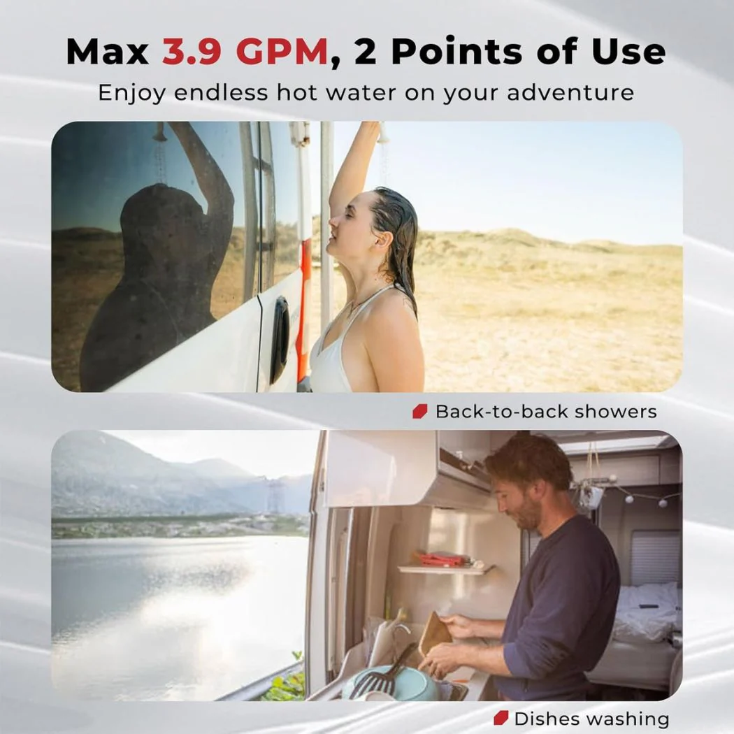 Camplux Elite 65,000 BTU RV Tankless Water Heater 2.64 GPM-White - Image 5