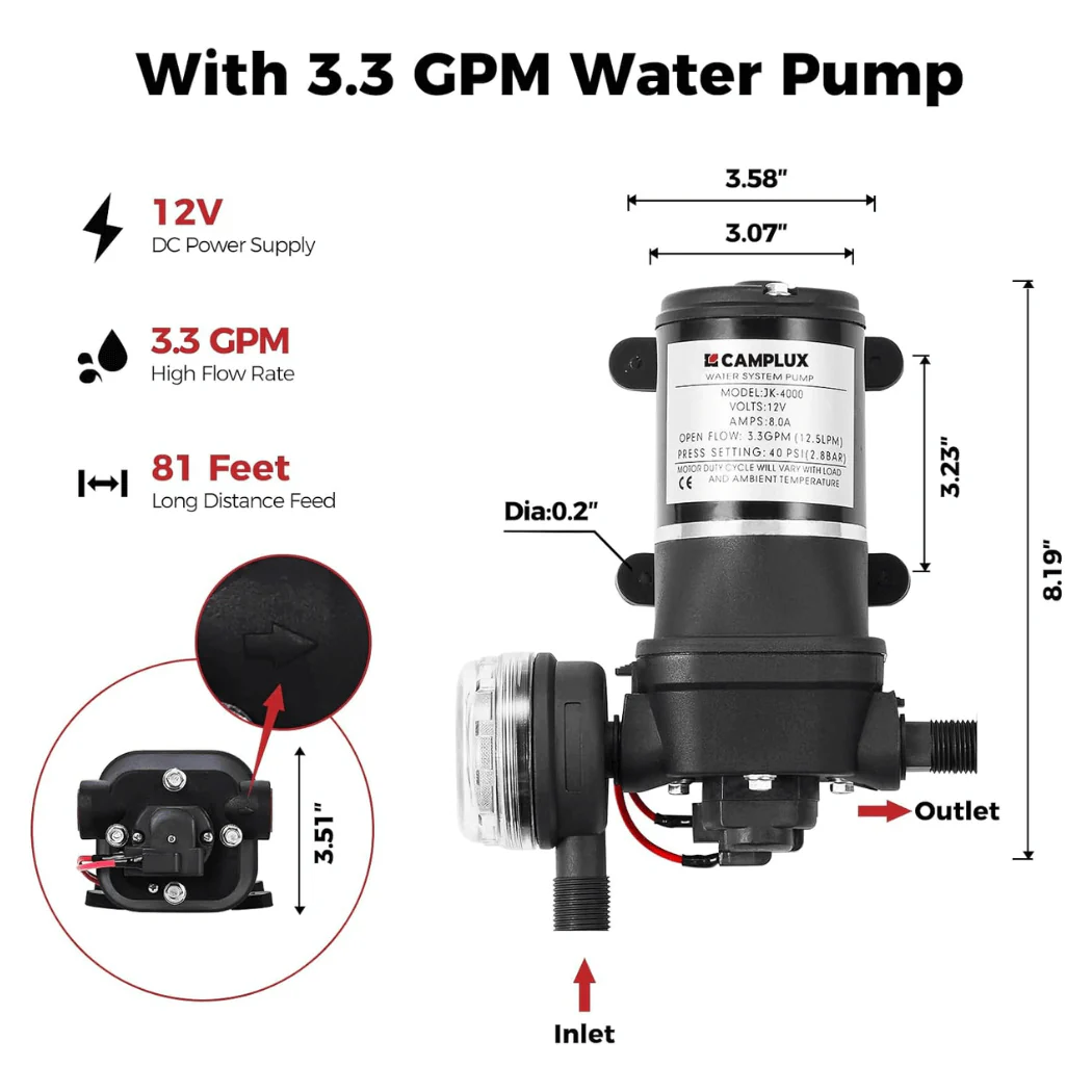 Camplux First F10 Pro LPG Camping Water Heater Pump Kit - Image 5