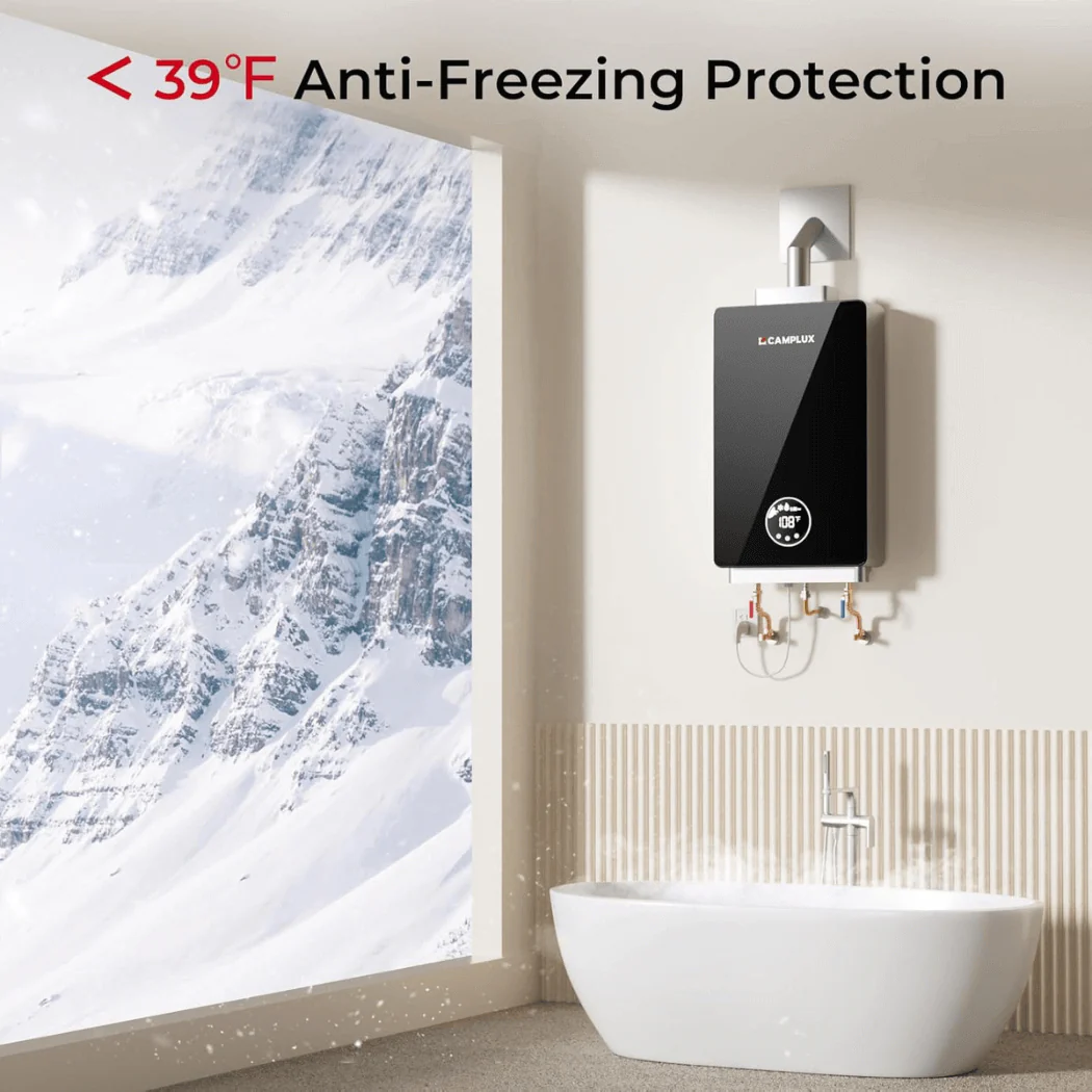 Camplux Instant Indoor Tankless Gas Water Heater 3.18 GPM | Black - Image 7
