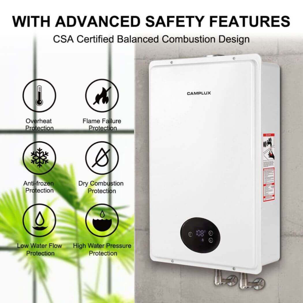 Camplux Instant Indoor Tankless Gas Water Heater 5.28 GPM | White - Image 4