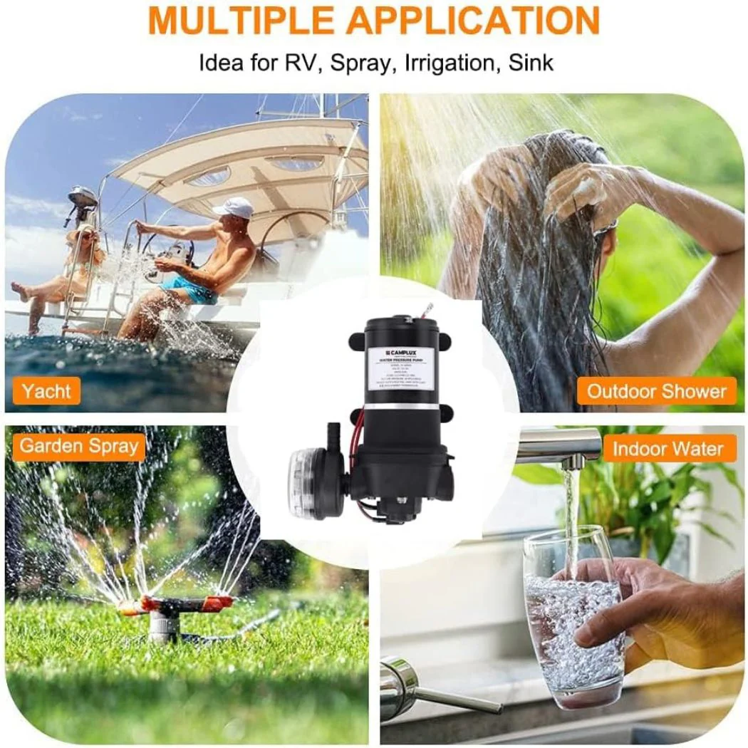 Camplux JK-4000 12V Water Pressure Diaphragm Pump 3.3GPM, 40PSI, 12.5LPM for RV Camper, Marine Boat, Lawn - Image 5