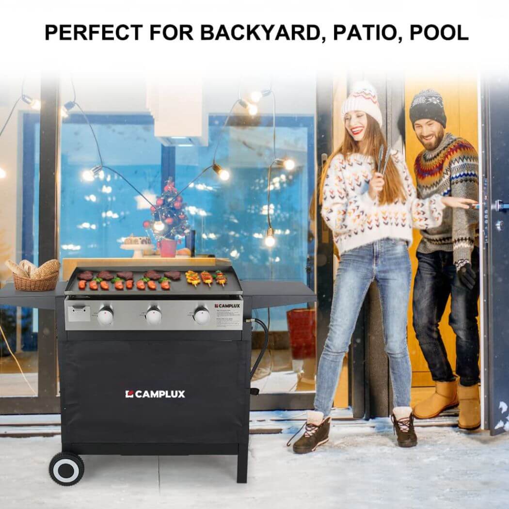 Camplux Outdoor Gas Griddle Grill Combo 3 Burner for Camping and Tailgating 33,000 BTU w/20 LB LP Connector - Image 3