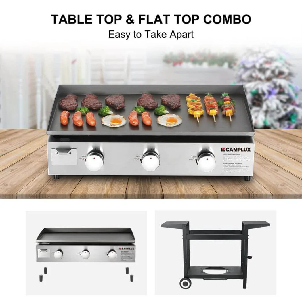 Camplux Outdoor Gas Griddle Grill Combo 3 Burner for Camping and Tailgating 33,000 BTU w/20 LB LP Connector - Image 4