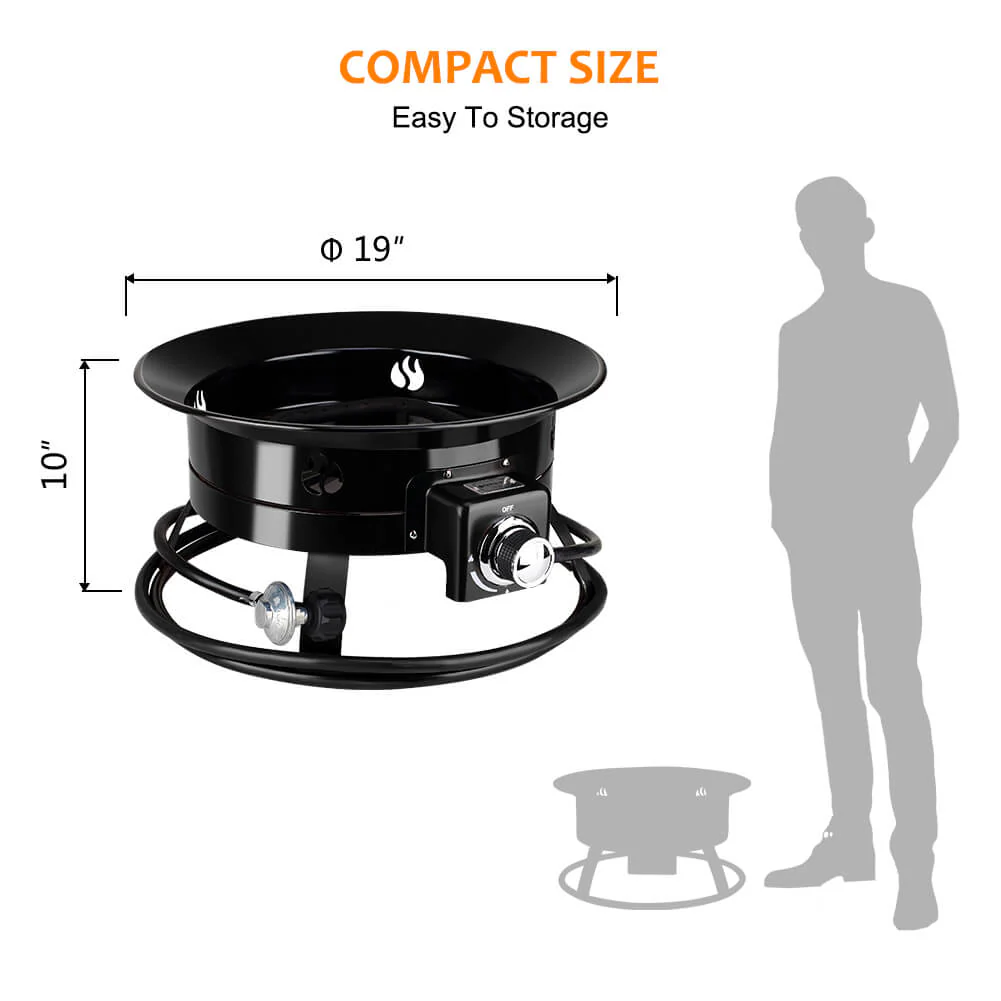 Camplux Outdoor Propane Fire Pit with Cover and Carry Kit, Auto-Ignition - Image 11