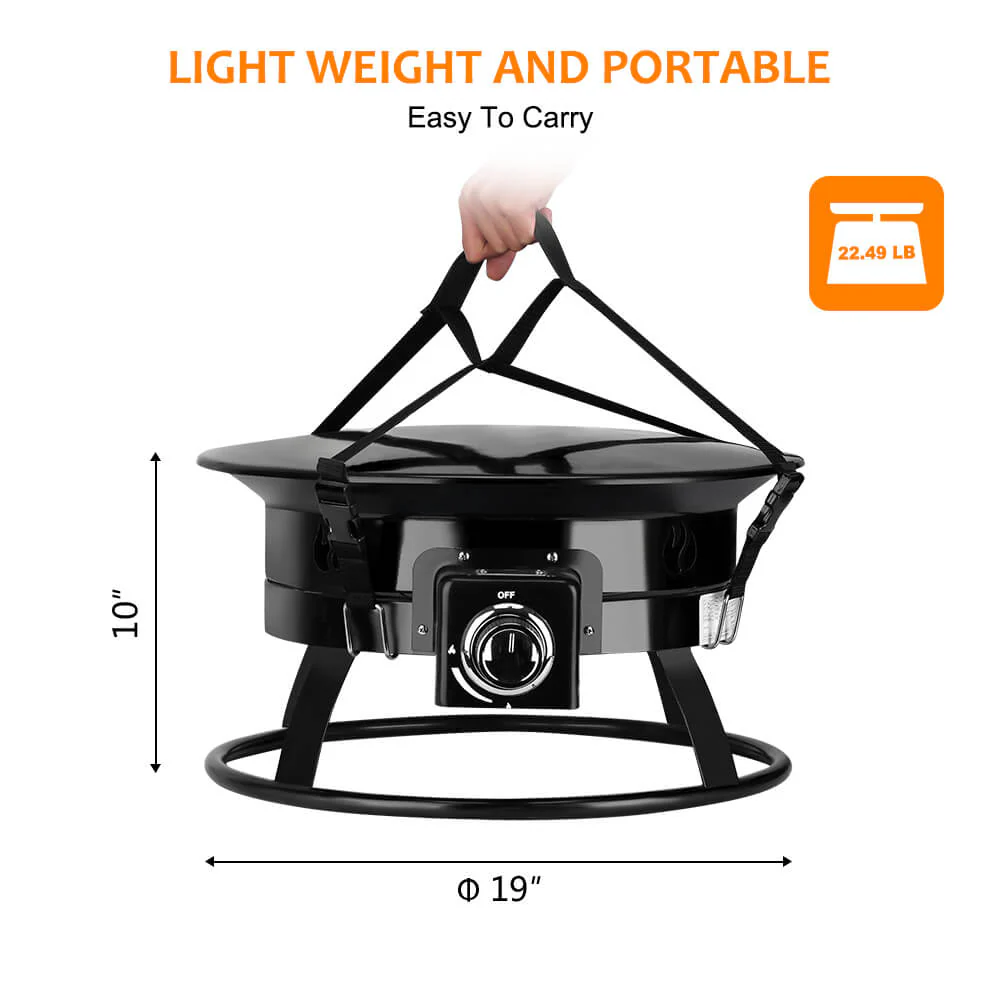Camplux Outdoor Propane Fire Pit with Cover and Carry Kit, Auto-Ignition - Image 13