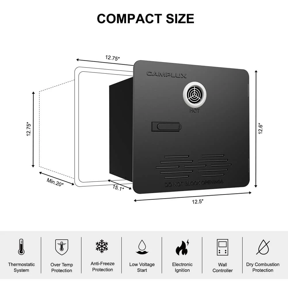 Camplux PRO 65,000 BTU RV Tankless Water Heater 2.64 GPM-Black - Image 5