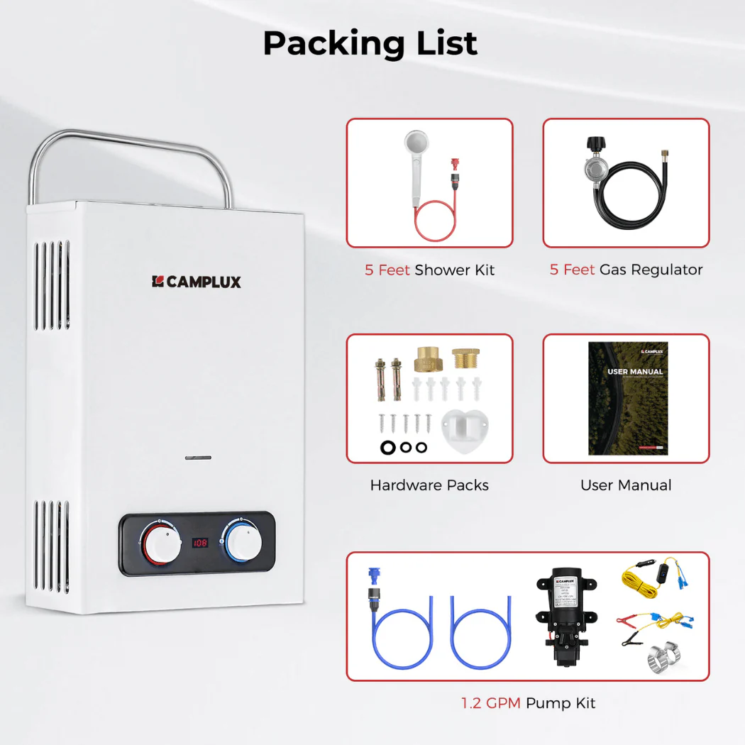 Camplux Pro 6L 1.58 GPM Portable Hot Water Shower With 1.2 GPM Pump - Image 3