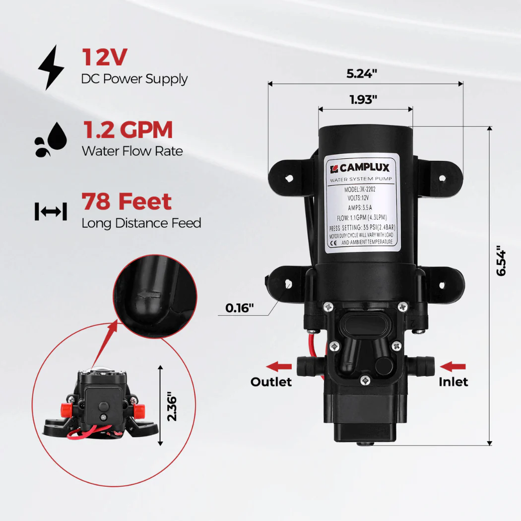 Camplux Pro 6L 1.58 GPM Portable Hot Water Shower With 1.2 GPM Pump - Image 5